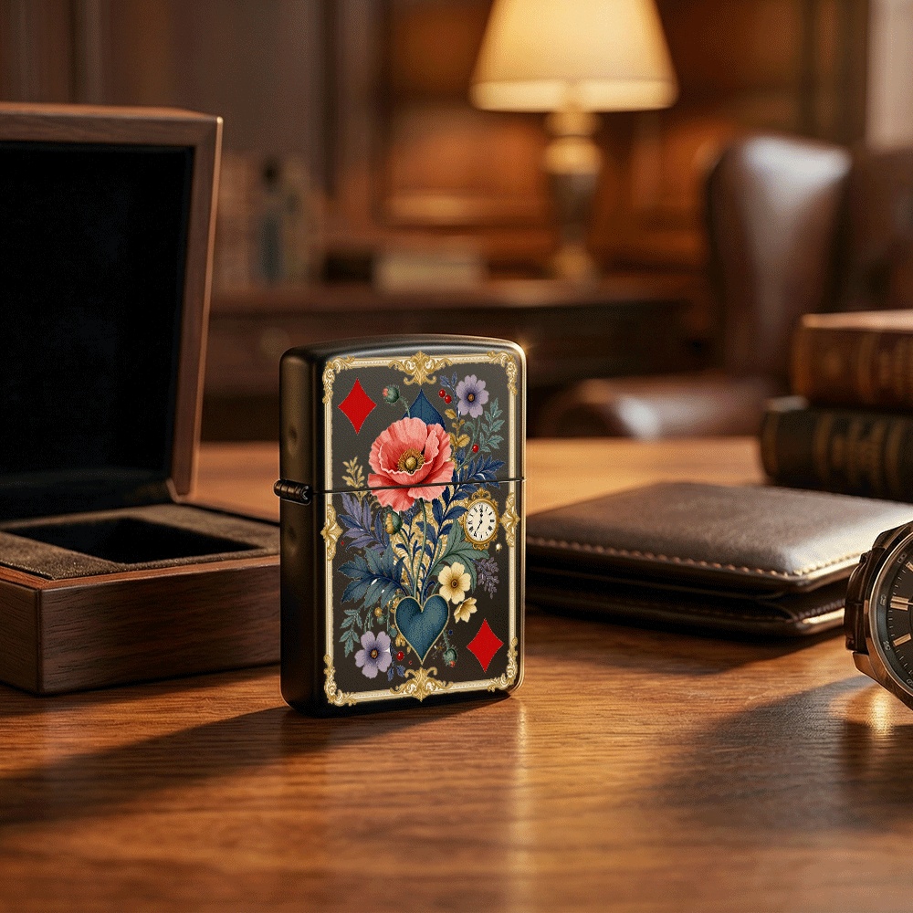 Vintage Collectible Playing Cards - ولاعة ذات غطاء قابل للفتح بتصميم