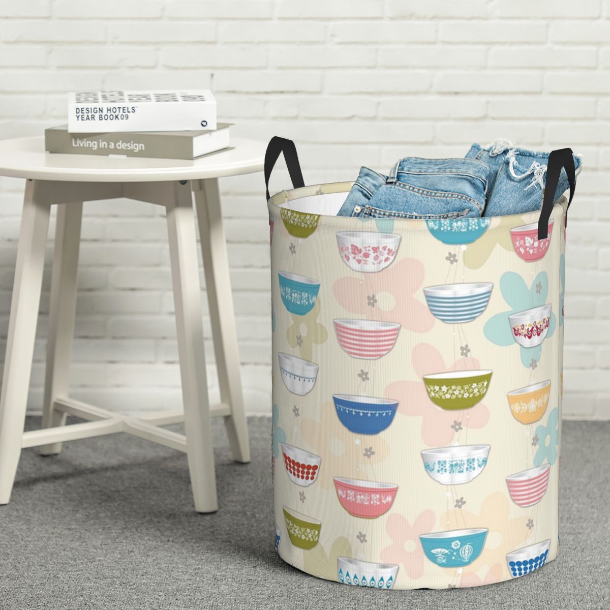 Vintage Collectible Pyrex - سلة غسيل قابلة للطي بتصميم عتيق