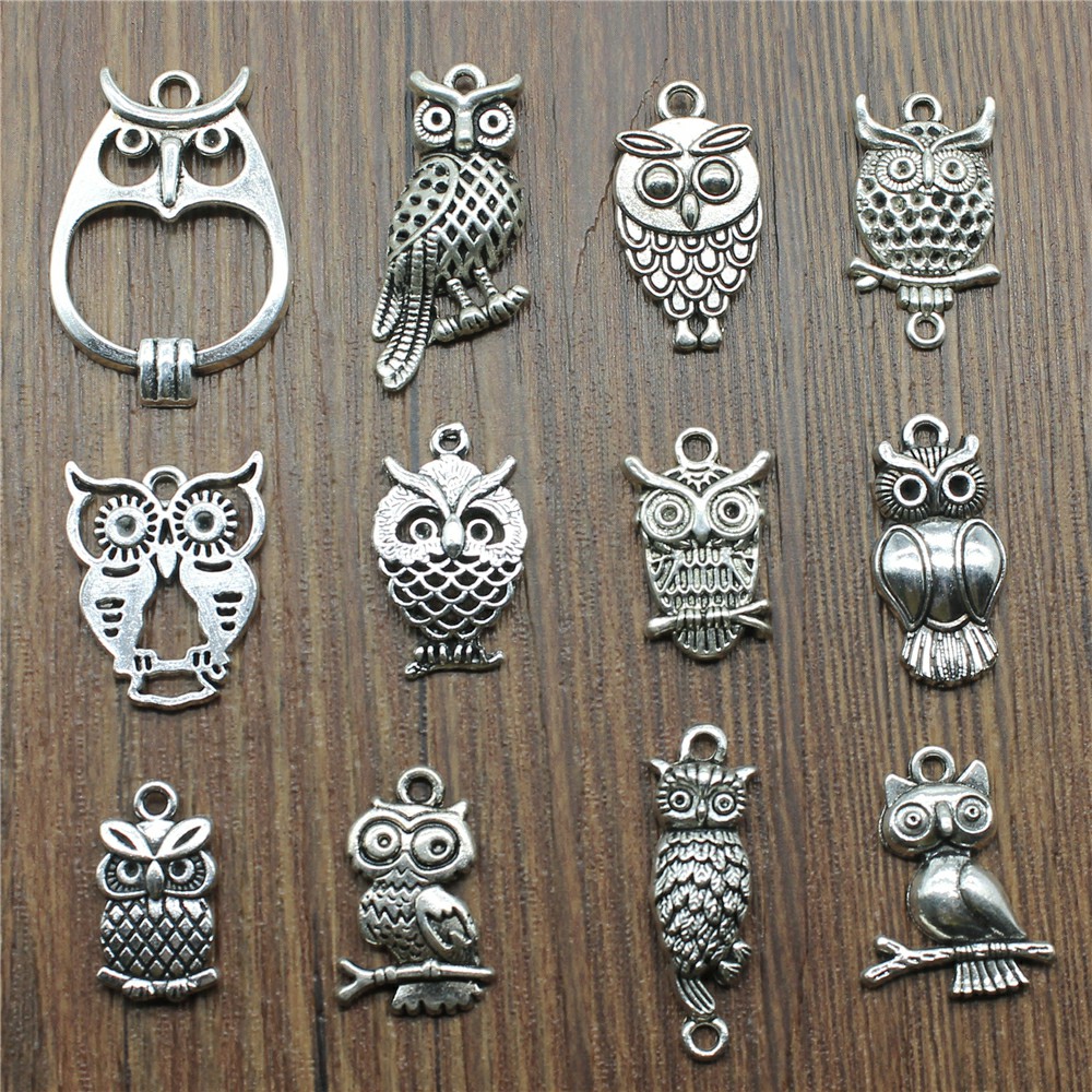 Vintage Jewelry Collection - 10 قطع سحر البومة العتيقة الفضة