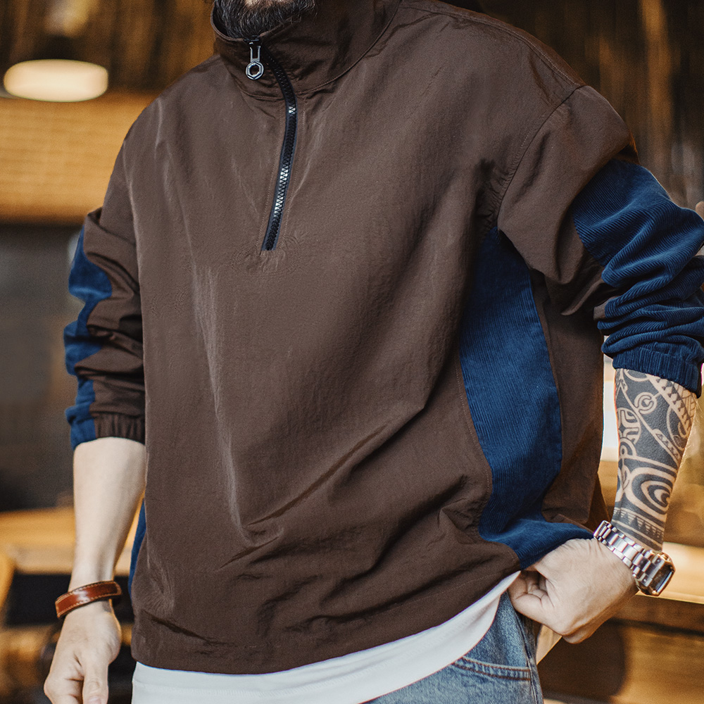 Vintage Zip Hoodie - Maden خمر سروال قصير اللون كتلة