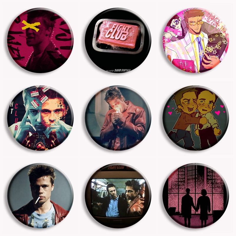 Vintage Collectible Pins - دبوس زر صابون نادي قتال الأفلام