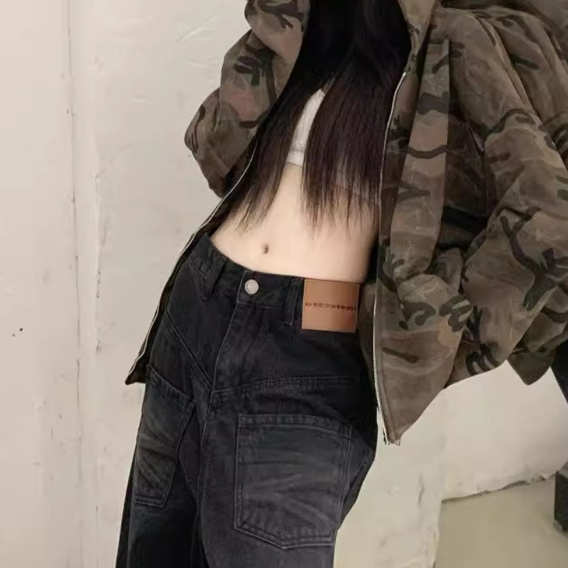 Vintage Zip Hoodie - سترة كلاسيكية بغطاء للرأس مموهة للنساء
