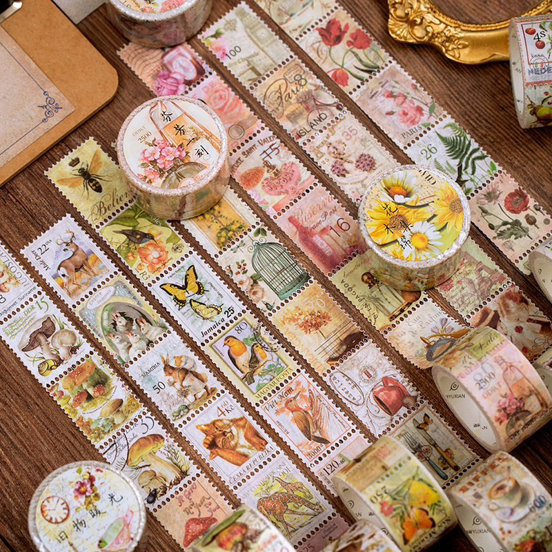 Vintage Collectible Stamps - أشرطة لاصقة زخرفية عتيقة ، أشرطة