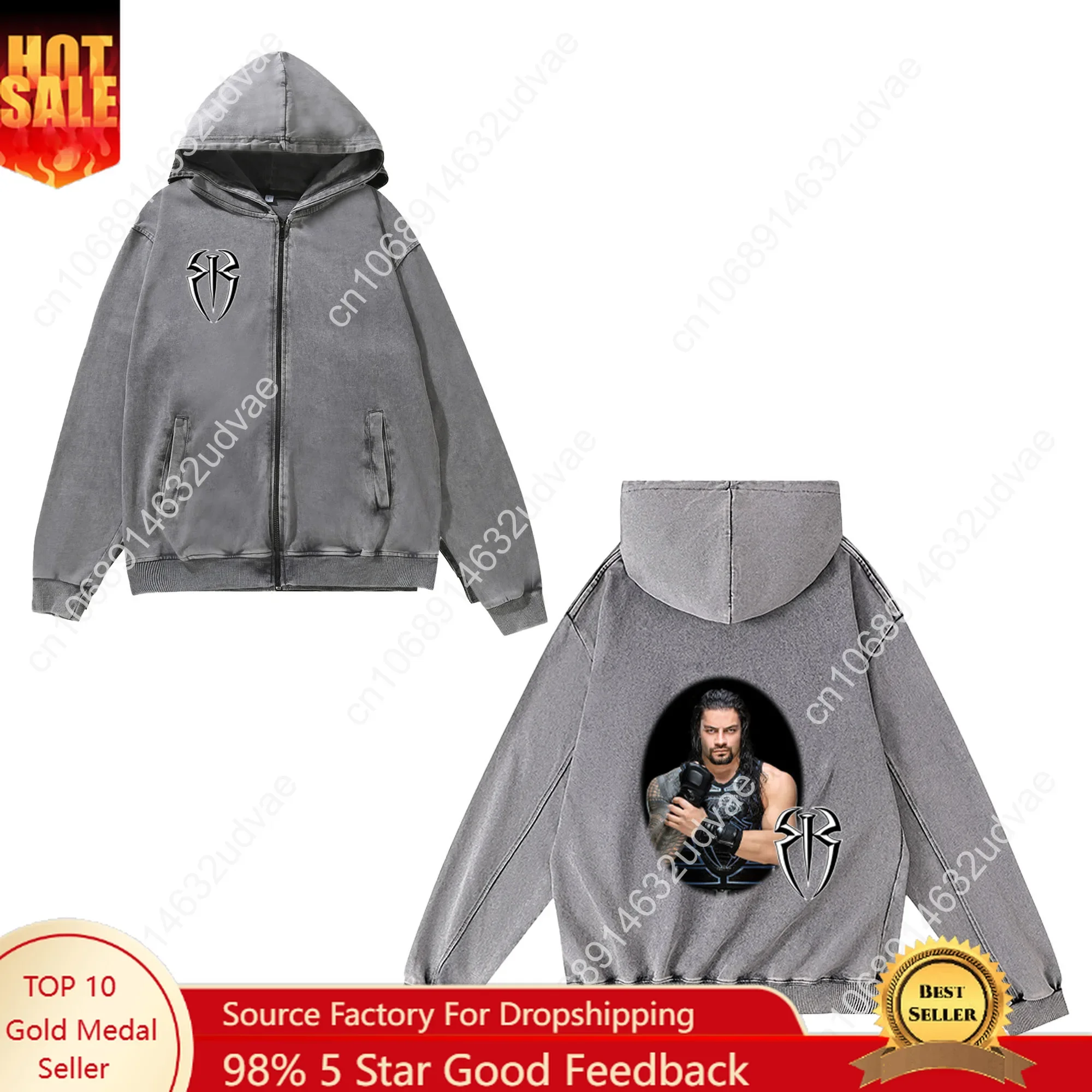 Vintage Zip Hoodie - سترة رومان رينز بسحاب للرجال والنساء