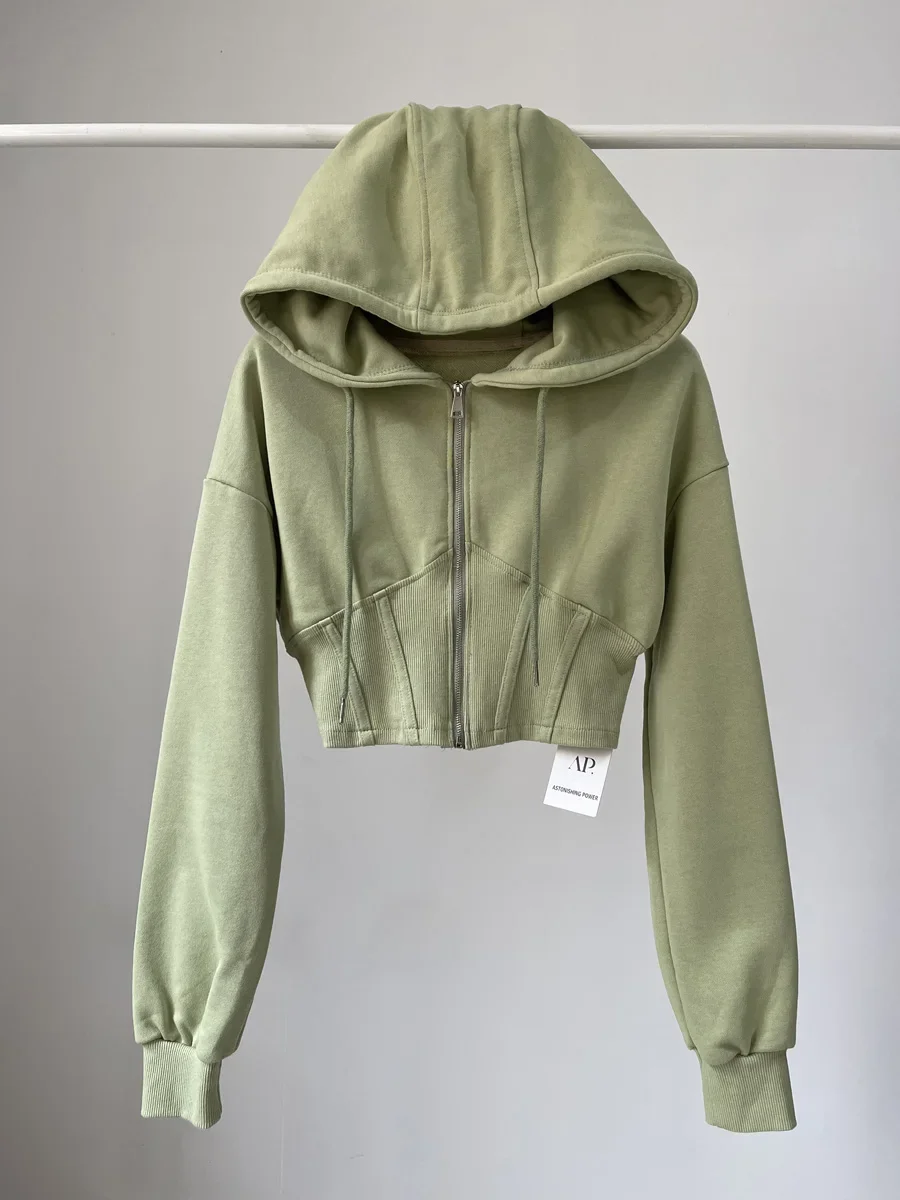Vintage Zip Hoodie - قطع علوية قصيرة سترات عصرية للنساء