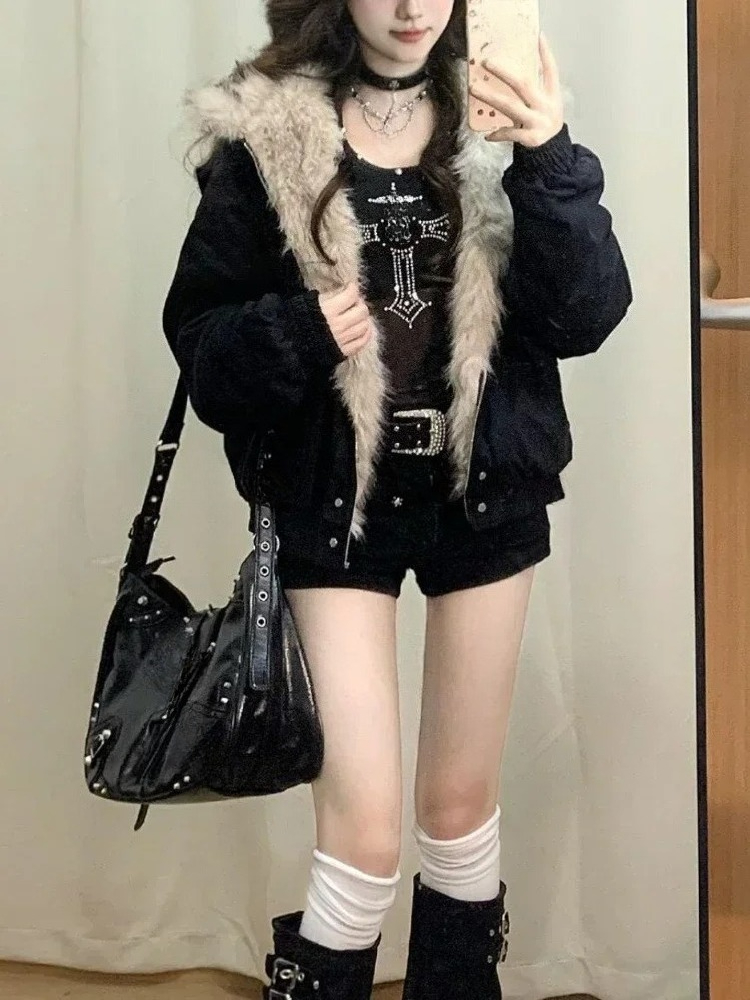 Y2k القوطية خمر الأسود زمم هود - مراجعة Vintage Zip Hoodie وسعره