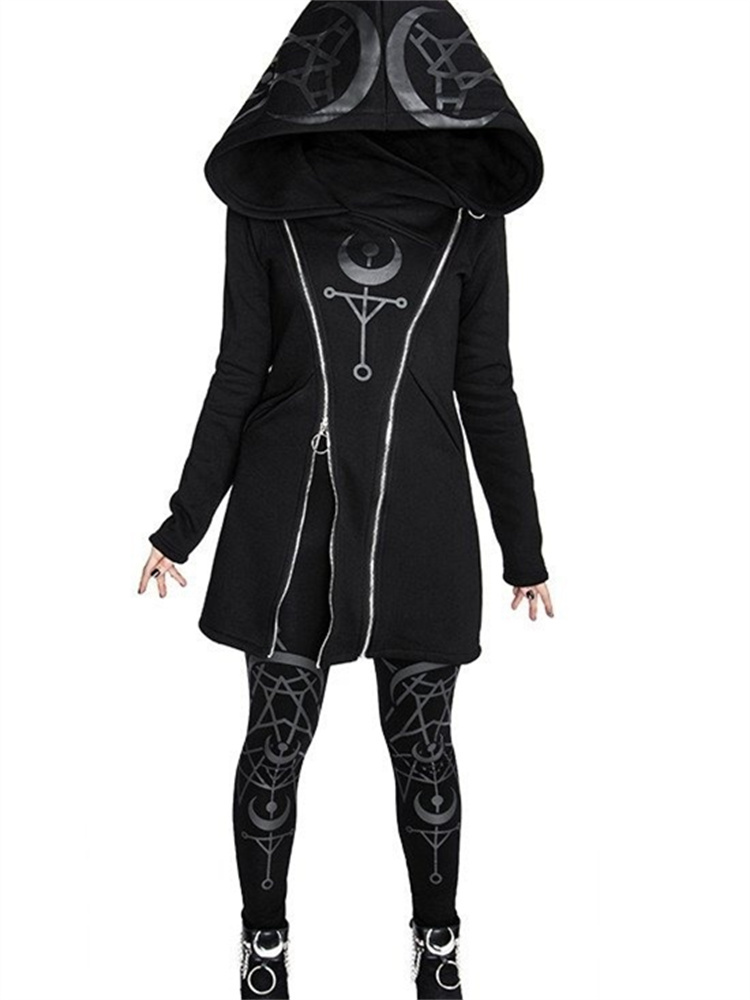 القوطية الشرير طباعة بأكمام طو - مراجعة Vintage Zip Hoodie وسعره