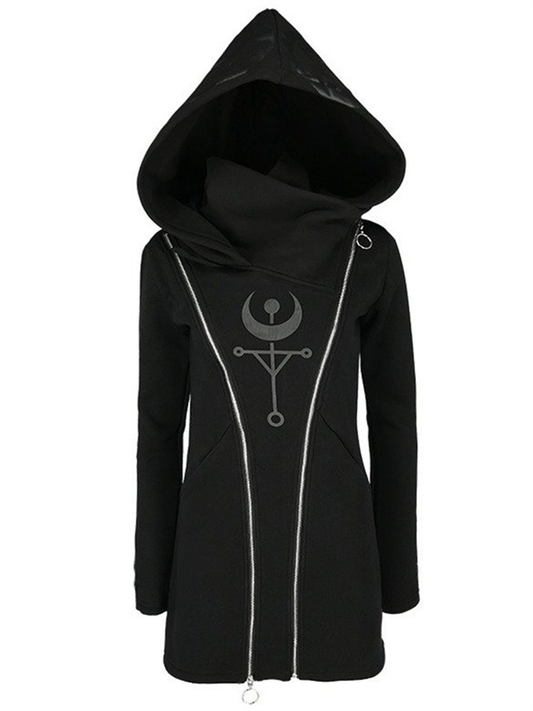 القوطية الشرير طباعة بأكمام طو - مراجعة Vintage Zip Hoodie وسعره