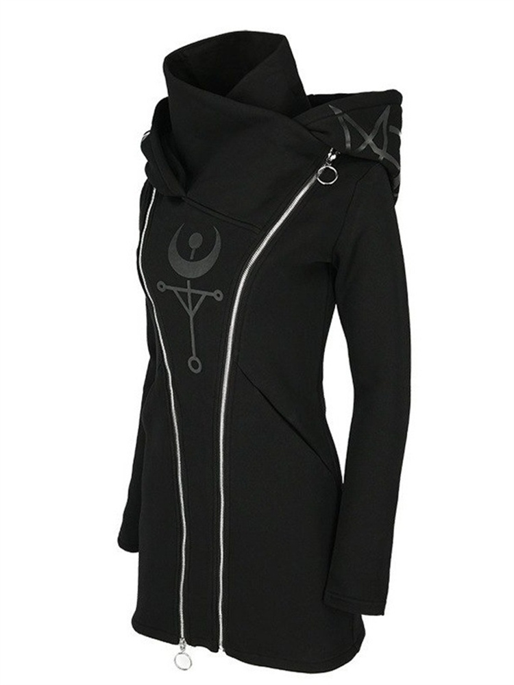 القوطية الشرير طباعة بأكمام طو - مراجعة Vintage Zip Hoodie وسعره