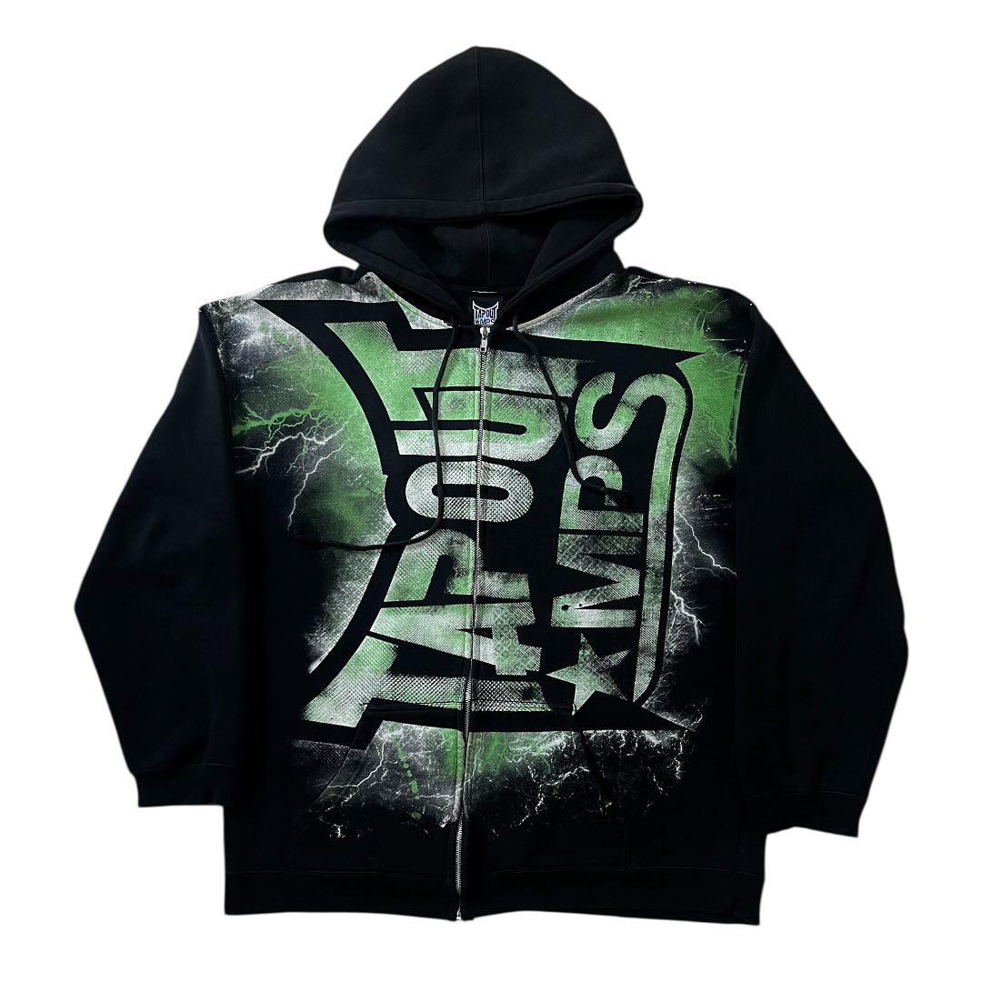 خمر الأخضر Tapout طباعة قلنسوة - مراجعة Vintage Zip Hoodie وسعره