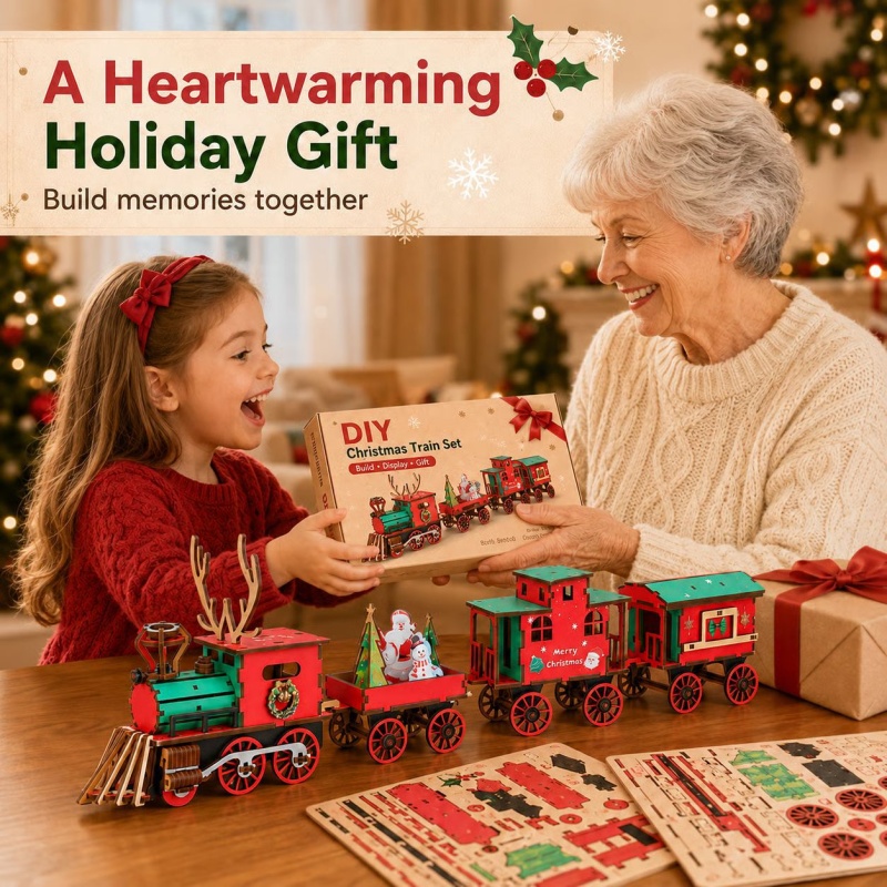 مجموعة قطار خشبي جديدة لعيد ال - مراجعة Vintage Collectible Christmas Ornaments وسعره